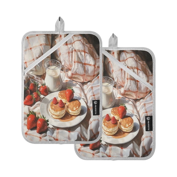 BZSMCE Pot Holder Oven Mitts Cooking baking Breakfast Painting Creative Pattern Size:7x9.8in