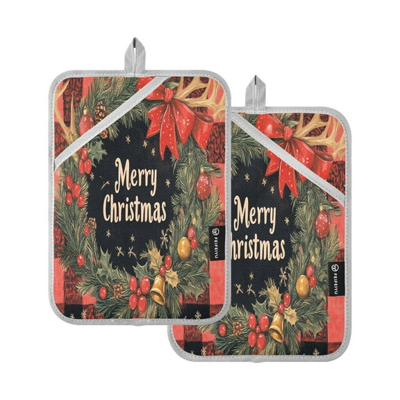 BZSMCE Pot Holder Oven Mitts Cooking baking Design Elegant Plaid Christmas Pattern Creative Pattern Size:7x9.8in
