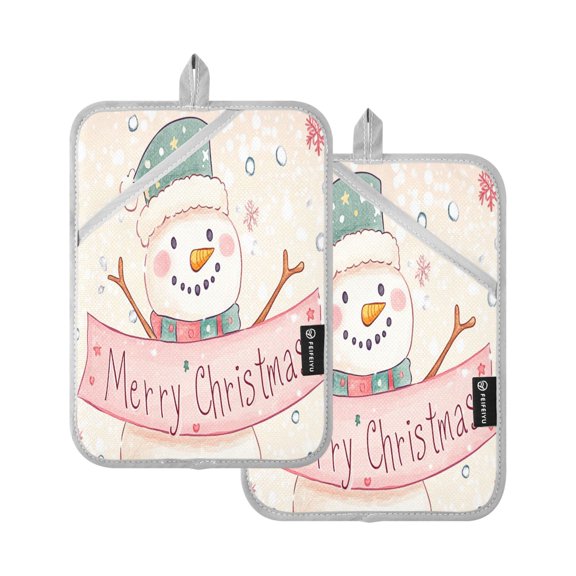 BZSMCE Pot Holder Oven Mitts Cooking baking Fashion Cute Snowman Painting Creative Pattern Size:7x9.8in