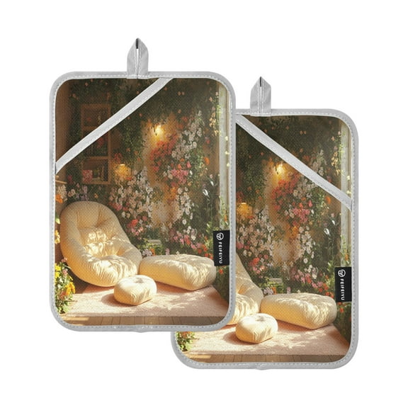 BZSMCE Pot Holder Oven Mitts Cooking baking Floral Room Creative Pattern Size:7x9.8in