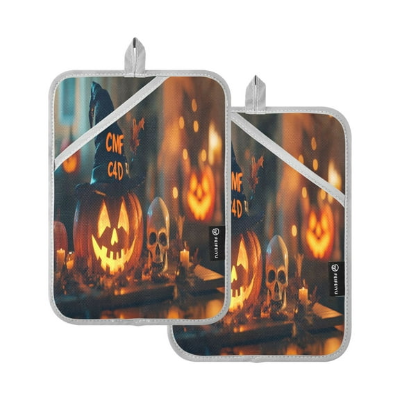 BZSMCE Pot Holder Oven Mitts Cooking baking Halloween Pumpkin Pattern Creative Pattern Size:7x9.8in