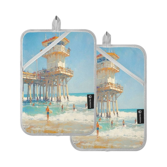 BZSMCE Pot Holder Oven Mitts Cooking baking Huntington Beach 5 Creative Pattern Size:7x9.8in