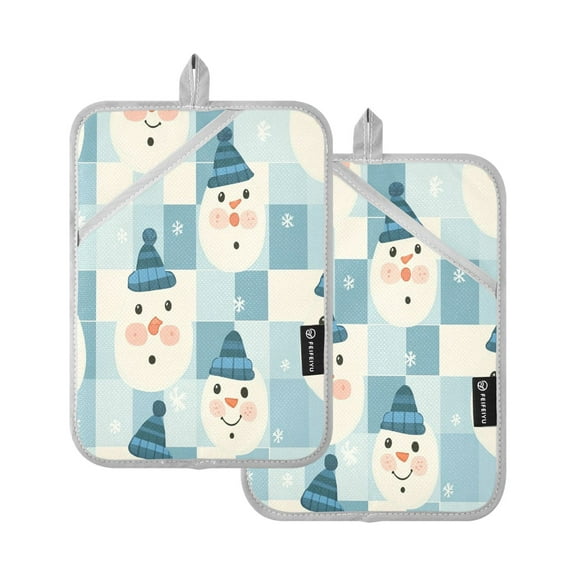 BZSMCE Pot Holder Oven Mitts Cooking baking Kawaii Snowman Seamless Pattern Creative Pattern Size:7x9.8in