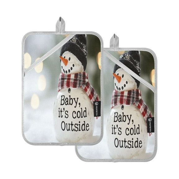 BZSMCE Pot Holder Oven Mitts Cooking baking Lovely Snowman Toy Painting Creative Pattern Size:7x9.8in