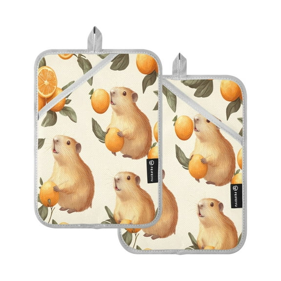 BZSMCE Pot Holder Oven Mitts Cooking baking Orange Mice Creative Pattern Size:7x9.8in