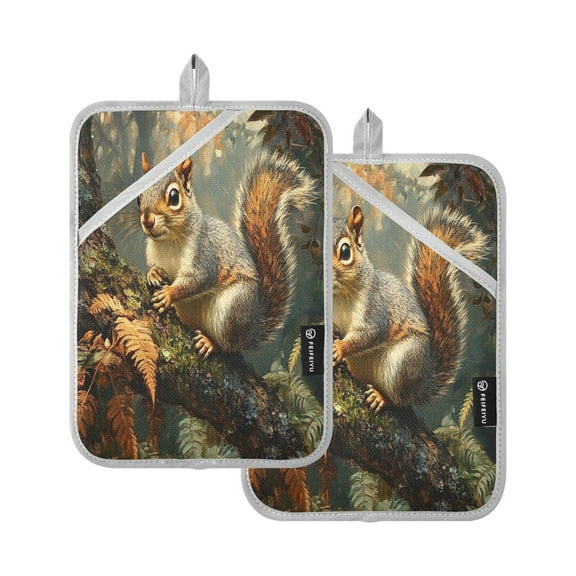 BZSMCE Pot Holder Oven Mitts Cooking baking Squirrel Painting Creative Pattern Size:7x9.8in
