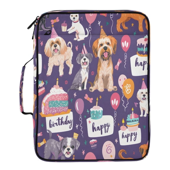BZSMCE Puppy Birthday Cake Pattern Pattern Water-Resistant Filing Folder Binder Organizer Keeper 1.2 Inch 3-Ring 7-Pocket Expanding File