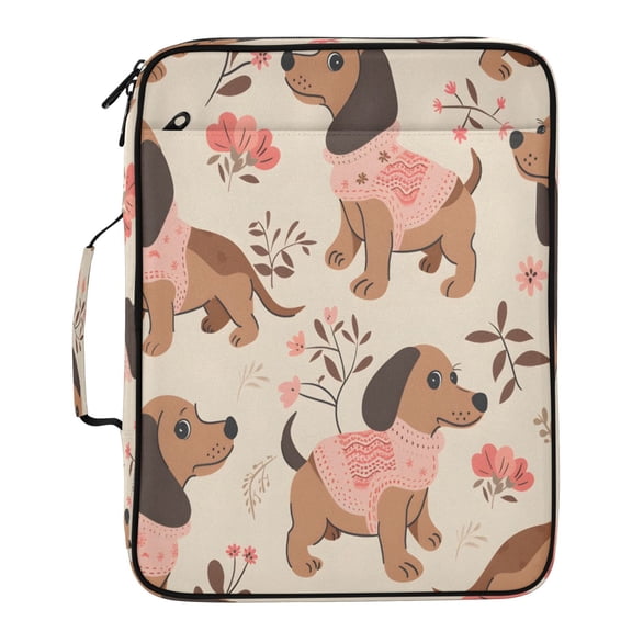 BZSMCE Puppy Flower Pattern Pattern Water-Resistant Filing Folder Binder Organizer Keeper 1.2 Inch 3-Ring 7-Pocket Expanding File