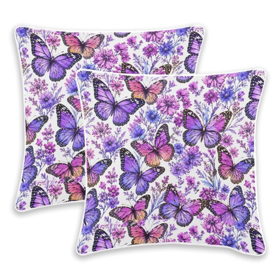 BZSMCE Purple Butterfly Pattern Throw Pillow Covers Set of 2 Decorative Pillow Cases Covers for Sofa Bed Living Room
