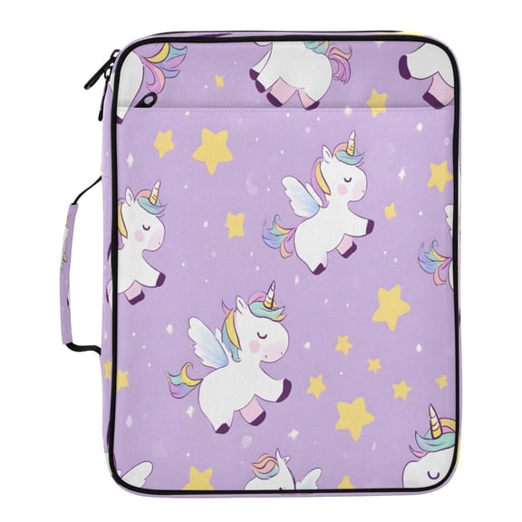 BZSMCE Purple Unicorn Pattern Pattern Water-Resistant Filing Folder Binder Organizer Keeper 1.2 Inch 3-Ring 7-Pocket Expanding File