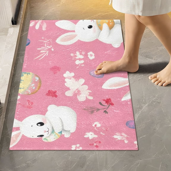 BZSMCE Rabbit Carrots Pattern (3) Pattern 2-Piece Non-Slip Absorbent Bathroom Rug Set, Soft Bath Mat & Toilet Rug