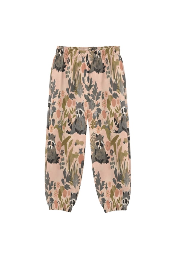 BZSMCE Raccoon Print Elastic Waist Jogger Pants Lightweight Wind Resistant Casual Athletic Trousers with Cuffed Ankles & Side Pockets