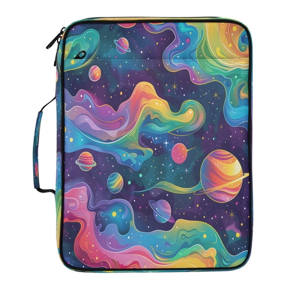 BZSMCE Rainbow Planet Dream Pattern Pattern Water-Resistant Filing Folder Binder Organizer Keeper 1.2 Inch 3-Ring 7-Pocket Expanding File