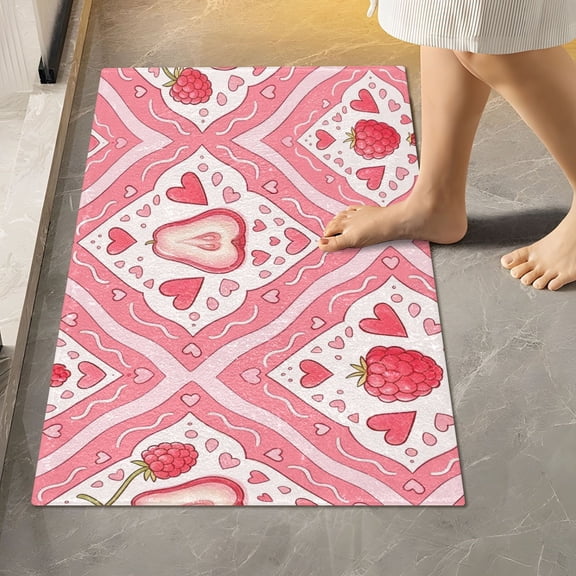 BZSMCE Raspberry Wax Apple Pattern Pattern 2-Piece Non-Slip Absorbent Bathroom Rug Set, Soft Bath Mat & Toilet Rug