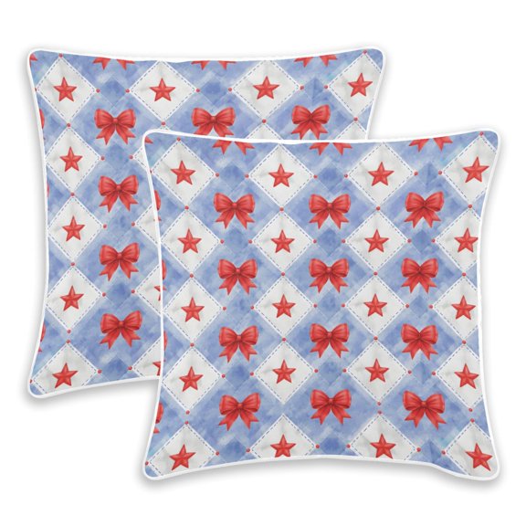 BZSMCE Red Bowknot Pattern Throw Pillow Covers Set of 2 Decorative Pillow Cases Covers for Sofa Bed Living Room