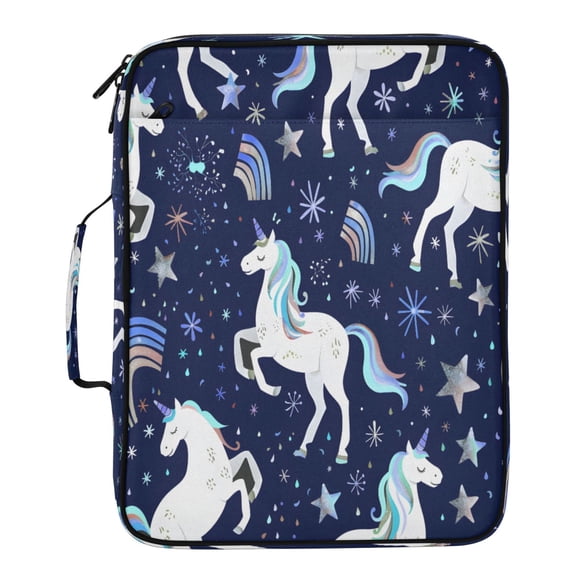 BZSMCE Repeating White Unicorns Rainbows Pattern Pattern Water-Resistant Filing Folder Binder Organizer Keeper 1.2 Inch 3-Ring 7-Pocket Expanding File