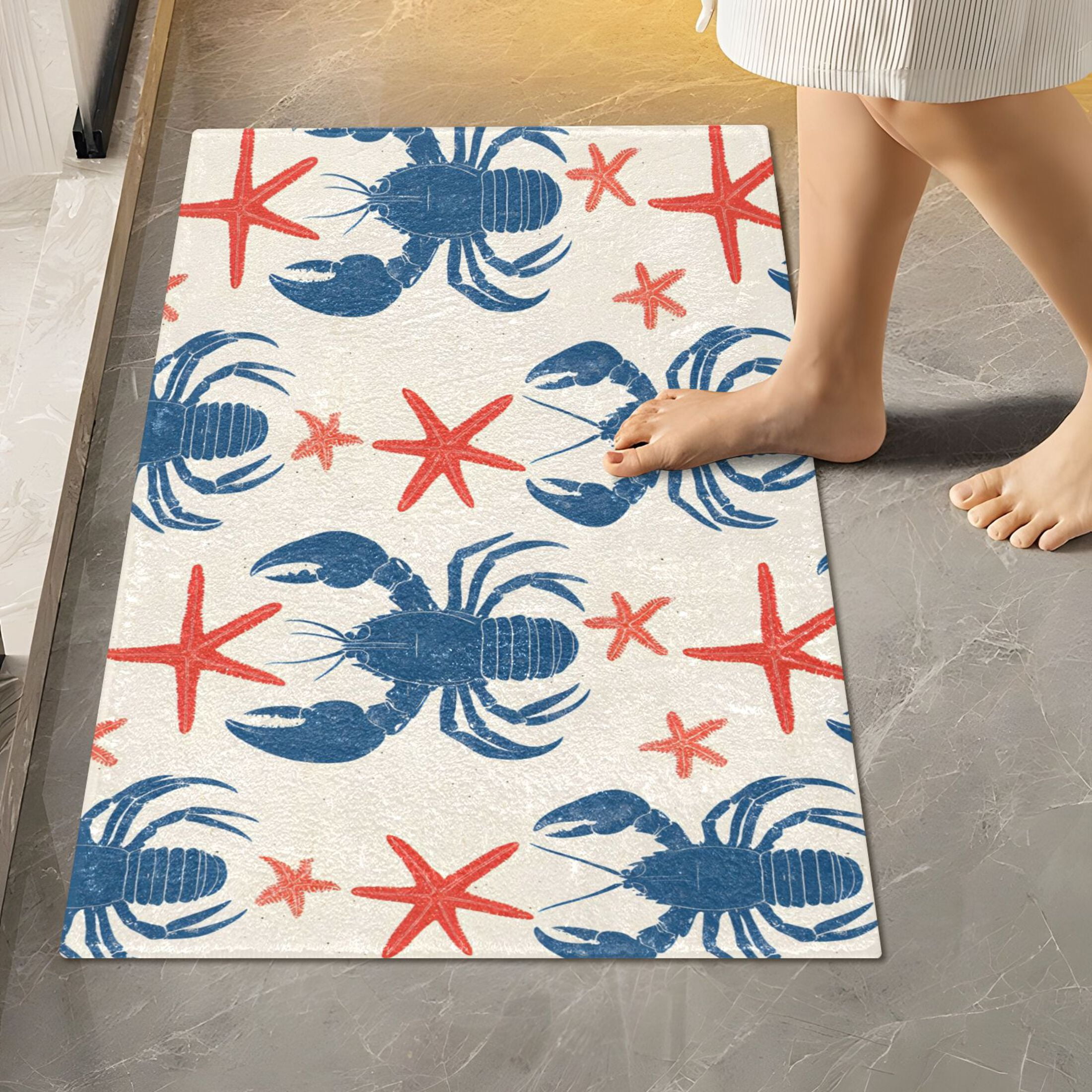 BZSMCE Retro Blue Lobster Pattern Pattern 2-Piece Non-Slip Absorbent ...