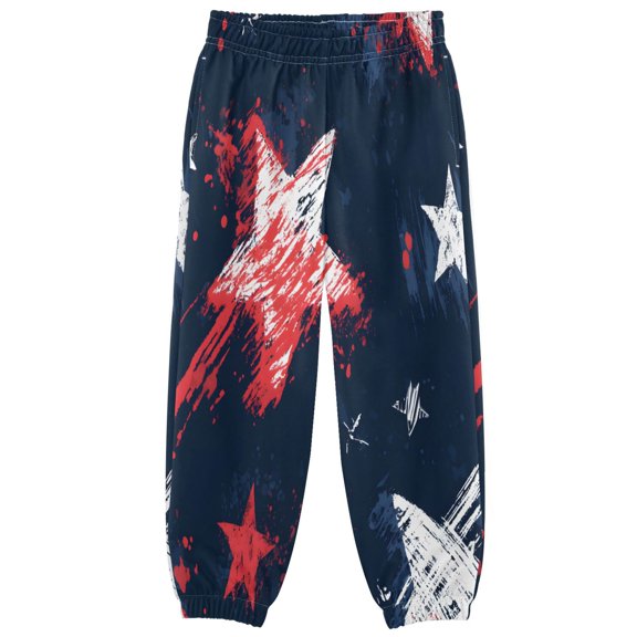 BZSMCE Retro Stars Print Elastic Waist Jogger Pants Lightweight Wind Resistant Casual Athletic Trousers with Cuffed Ankles & Side Pockets