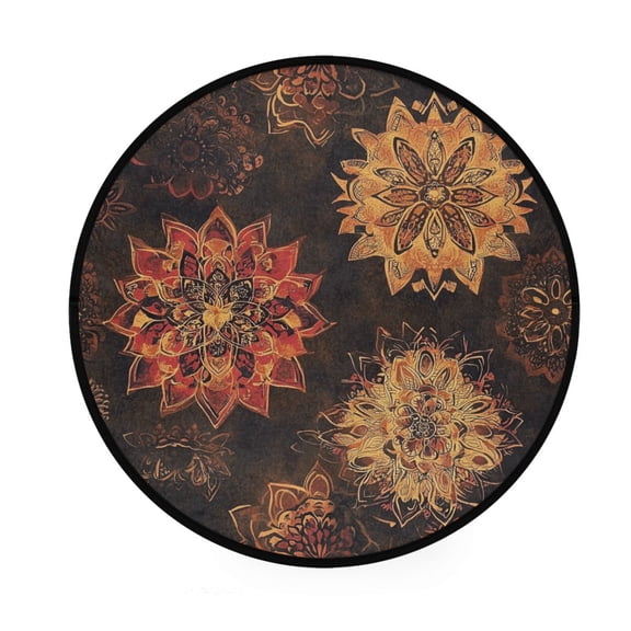 BZSMCE Round Decorative Floor Mat Autumn Bloom Dance Pattern 36.2IN