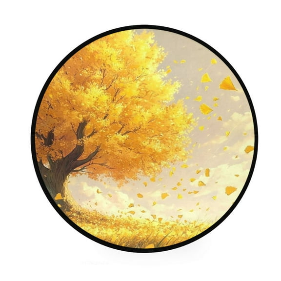 BZSMCE Round Decorative Floor Mat Autumn Embrace Pattern 36.2IN