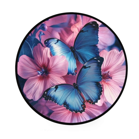 BZSMCE Round Decorative Floor Mat Azure Dance Pattern 36.2IN