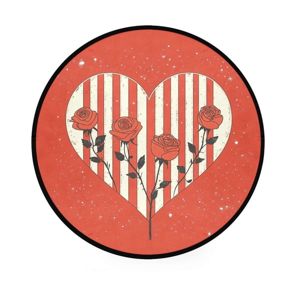 BZSMCE Round Decorative Floor Mat Berry Good Time Pattern 36.2IN