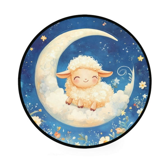 BZSMCE Round Decorative Floor Mat Celestial Cuddle Pattern 36.2IN