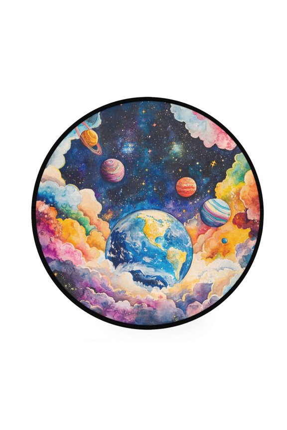 Round Decorative Floor Mat Celestial Dance Pattern 36.2IN