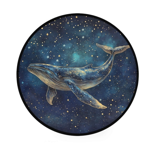 BZSMCE Round Decorative Floor Mat Celestial Whale Pattern 36.2IN