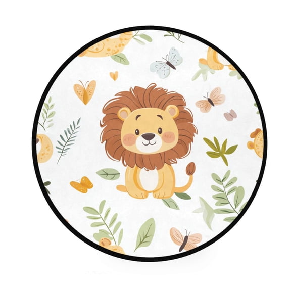 BZSMCE Round Decorative Floor Mat Color Splash Leopards Pattern 36.2IN