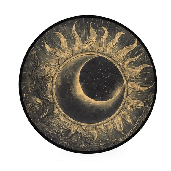 BZSMCE Round Decorative Floor Mat Cosmic Sunburst Pattern 36.2IN