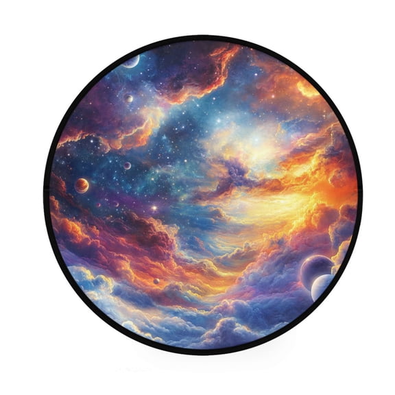 BZSMCE Round Decorative Floor Mat Dance Of The Cosmos Pattern 36.2IN