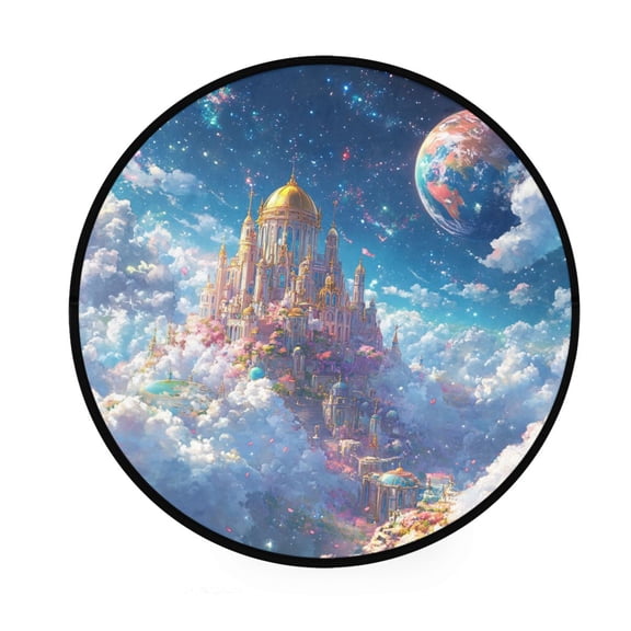 BZSMCE Round Decorative Floor Mat Dream above The Clouds Pattern 36.2IN