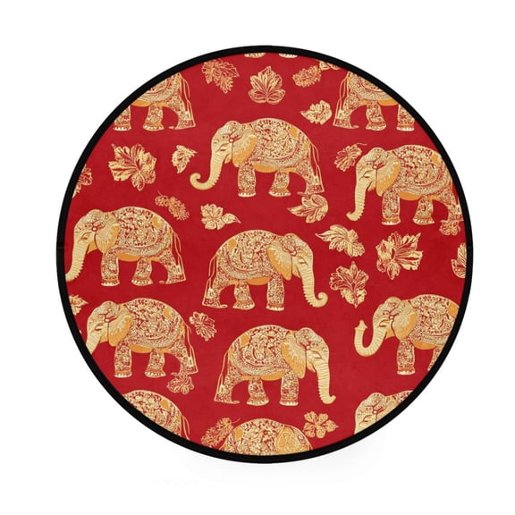 BZSMCE Round Decorative Floor Mat Elephants Pattern Pattern 36.2IN