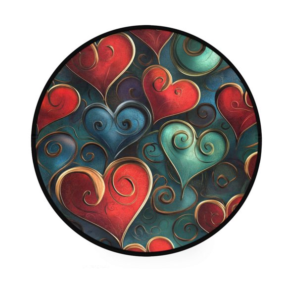 BZSMCE Round Decorative Floor Mat Ethereal Affection Pattern 36.2IN