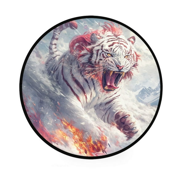 BZSMCE Round Decorative Floor Mat Fierce Snowstorm Pattern 36.2IN