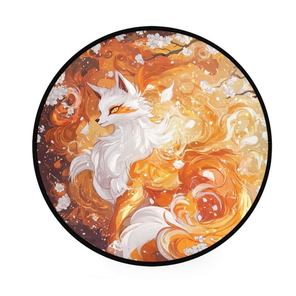 BZSMCE Round Decorative Floor Mat Fiery Whispers Pattern 36.2IN