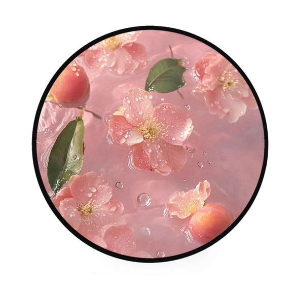 BZSMCE Round Decorative Floor Mat Floral Water Dance Pattern 36.2IN