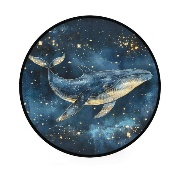 BZSMCE Round Decorative Floor Mat Galactic Swim Pattern 36.2IN