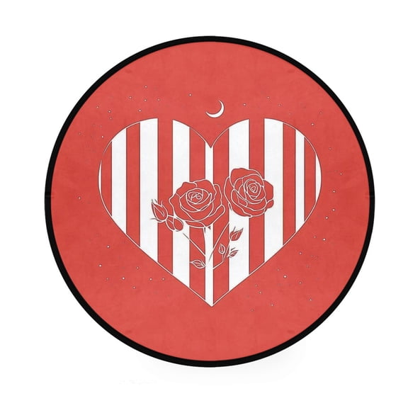 BZSMCE Round Decorative Floor Mat Garden Of Hearts Pattern 36.2IN