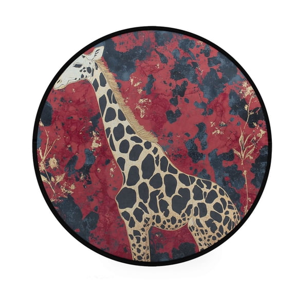 BZSMCE Round Decorative Floor Mat Giraffe in Vibrance Pattern 36.2IN