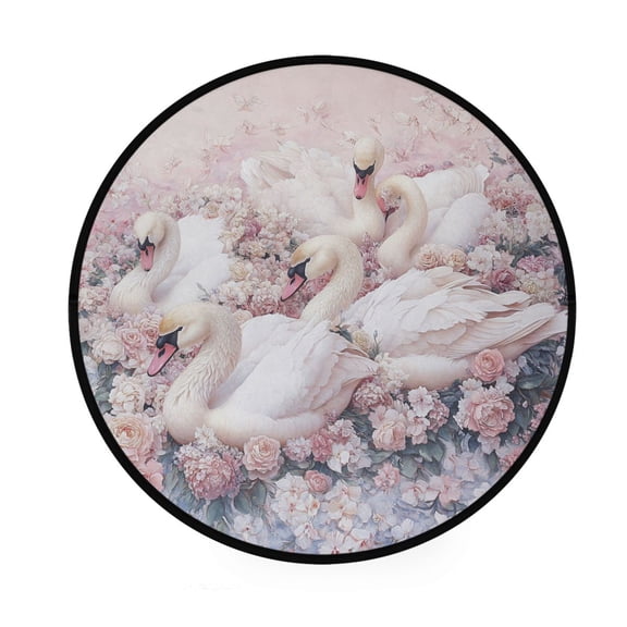 BZSMCE Round Decorative Floor Mat Harmony in Bloom Pattern 36.2IN