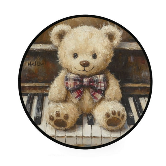 BZSMCE Round Decorative Floor Mat Harmony in Furry Form Pattern 36.2IN