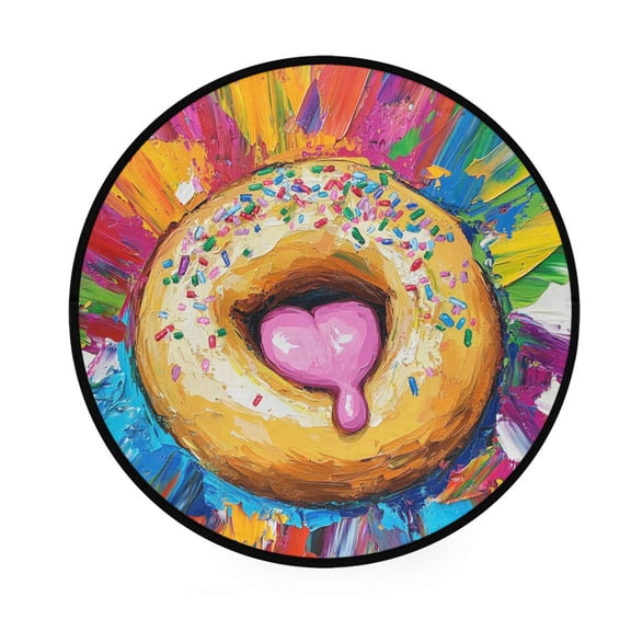 BZSMCE Round Decorative Floor Mat Heartfelt Indulgence Pattern 36.2IN