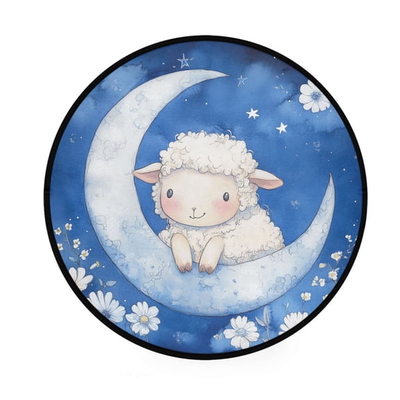 BZSMCE Round Decorative Floor Mat Heep on A Crescent Moon Pattern 36.2IN