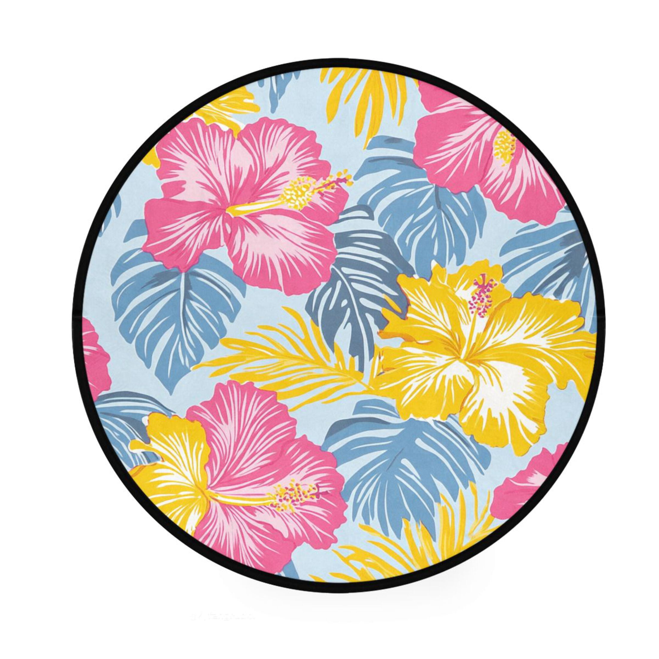 BZSMCE Round Decorative Floor Mat Island Dreams Pattern 36.2IN ...