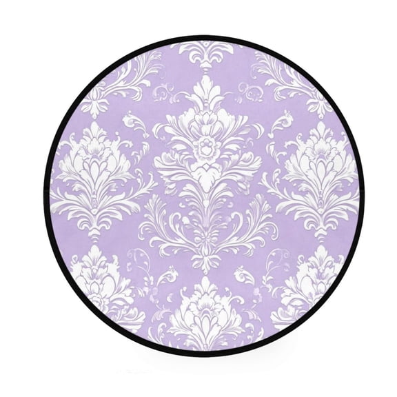 BZSMCE Round Decorative Floor Mat Lavender Lace Patterns Pattern 36.2IN