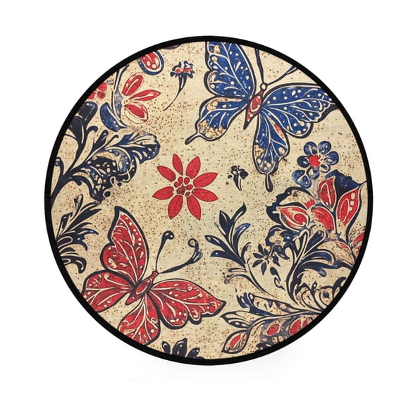 BZSMCE Round Decorative Floor Mat Nature's Palette Pattern 36.2IN