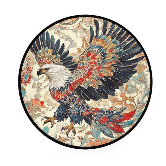 BZSMCE Round Decorative Floor Mat Ornate Eagless Painting Pattern 36.2IN