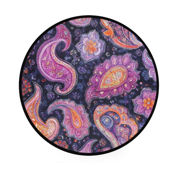 BZSMCE Round Decorative Floor Mat Paisley Dreams Pattern 36.2IN
